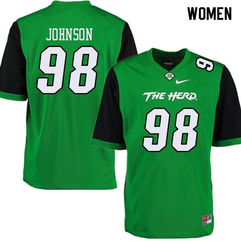 Women #98 Charkie Johnson Marshall Thundering Herd College Football Jerseys Sale-Green - Click Image to Close